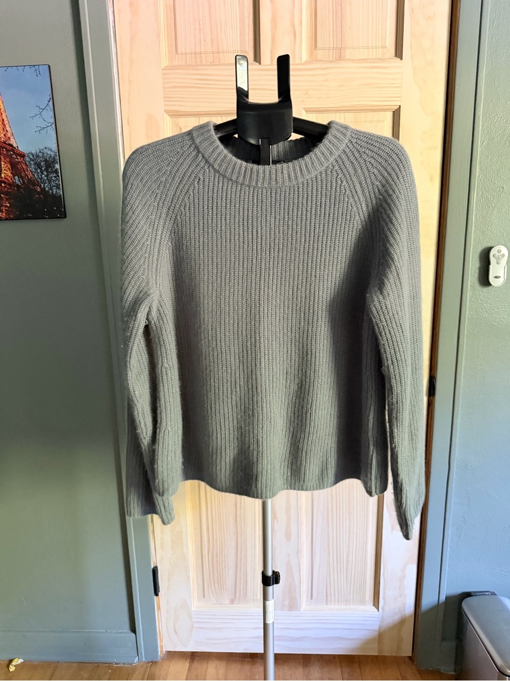 Quince Mongolian Cashmere Fisherman Crewneck Sweater - Slate Blue - Picture 4 of 10